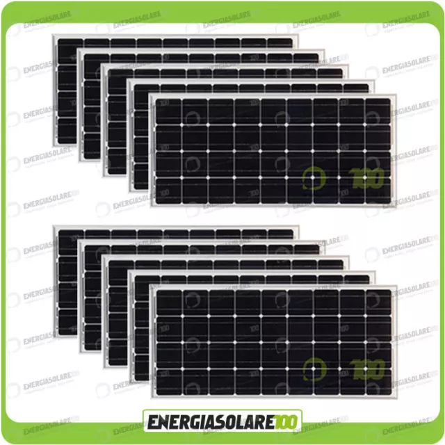 Stock 10 Panneaux solaires photovoltaïques 100W 12V monocristallin Pmax 1000W Ca