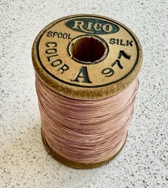 VINTAGE Silk Thread RICO Dusty Rose Pink Fly Fishing Tying Sewing Spool #977