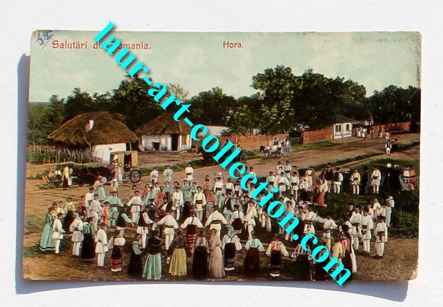 Carte Postale Roumanie Animé Scene Hora Danse Traditionnel Village 1906 Romania