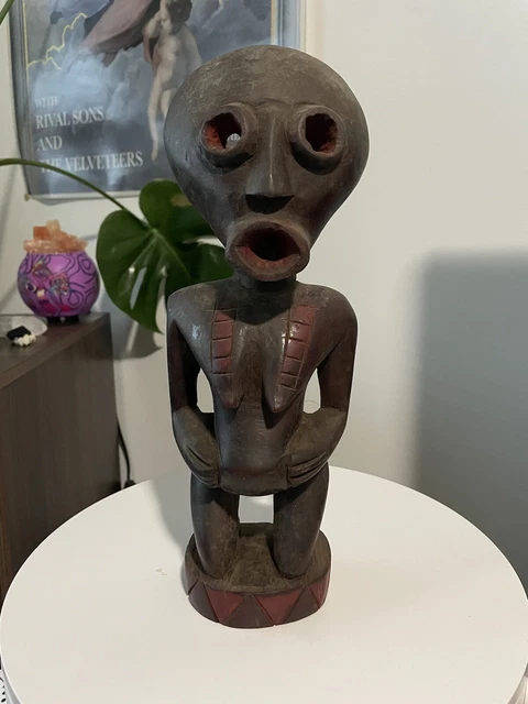 Vintage African Decorative Hand Carved Wooden Tribal Figure Sculpture Kenya