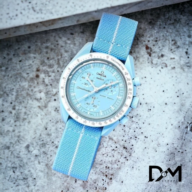 OMEGA X SWATCH MOONSWATCH MISSION TO URANUS LIGHT BLUE ELASTIC