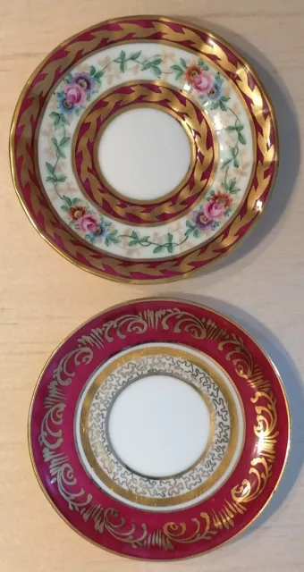 Ancienne soucoupe, sous-tasse 1 x Porcelaine de Limoges 1 x Autre  porcelain old