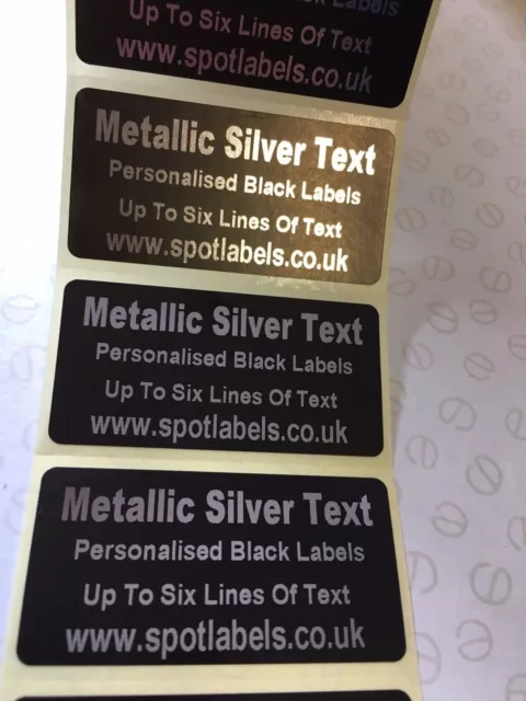 Silver Metallic Personalised Black Labels, Address, Crafts, Bespoke, Business