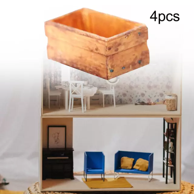 4 pièces 1/12 maison de poupée boîte en bois semblant jouer meubles jouets