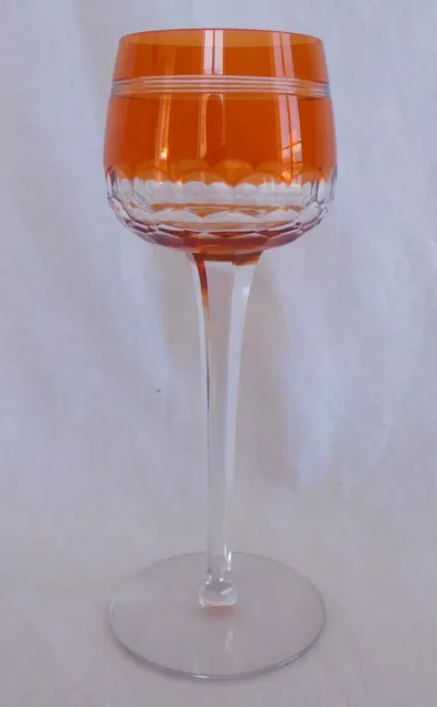 Verre à vin du Rhin Roemer en cristal de Baccarat, modèle Chauny overlay orange