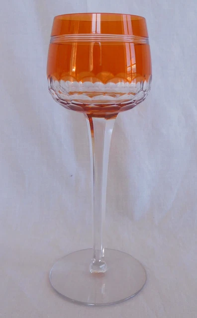 Verre à vin du Rhin Roemer en cristal de Baccarat, modèle Chauny overlay orange