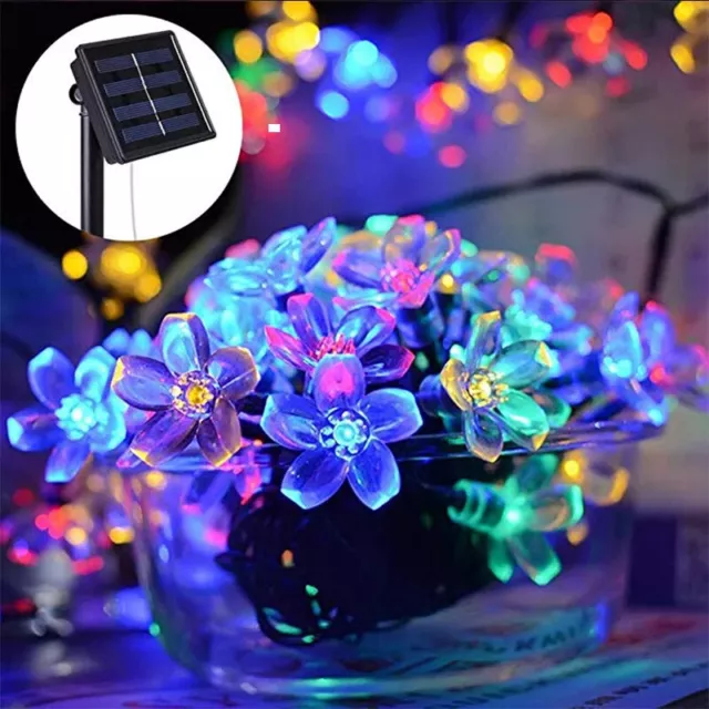 Solar angetriebene Blumengirlande LED LED Sade Fairy Light Outdoor Dekoration