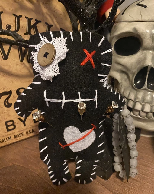 L.C. Voodoo Doll & Skull Bracelet & Pins 8 In Haunted Horror Poppet Witchcraft