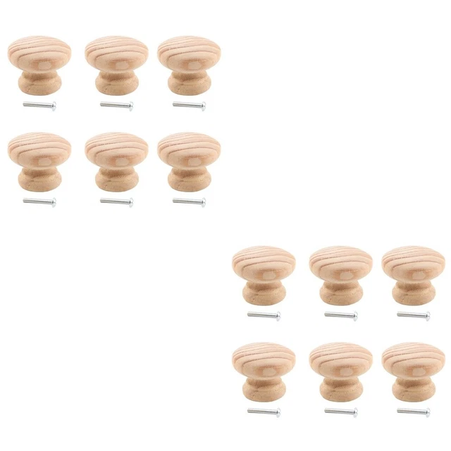 12 Pcs Furniture Hardware Wood Handle Dresser Pulls Drawer Knobs Rural 2