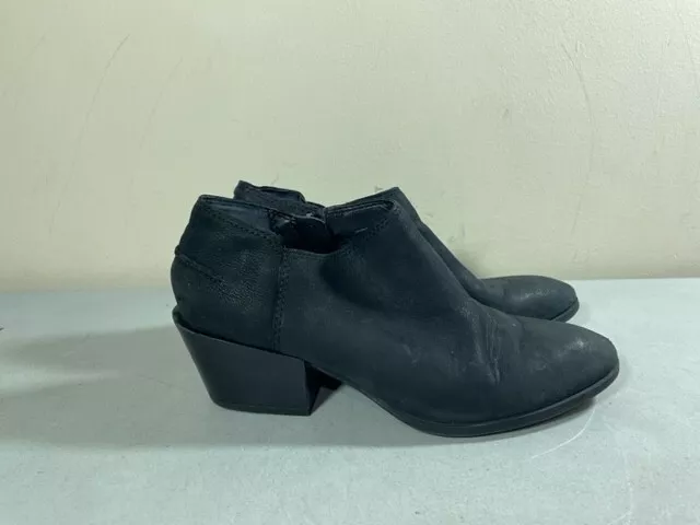 Franco Sarto Women's Black Leather Side Zip Heeled Dex Ankle Boots Size 7M