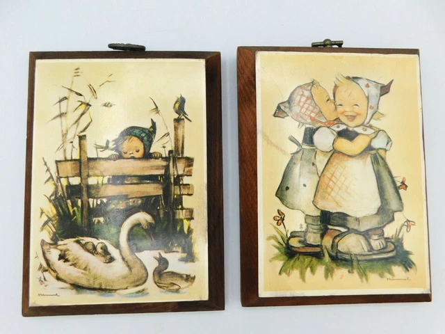 Vintage Original Hummel Prints 1981 Ars Sacra Ars Edition Swan & Girls Set Of 2