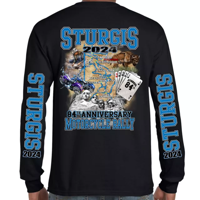 2024 STURGIS MOTORCYCLE Rally Black Hills Map Long Sleeve 22.99 PicClick