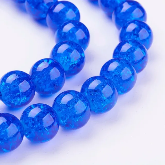 20 Glass Beads 10mm Royal Blue Crackle Beads Round Large Jewelry Making