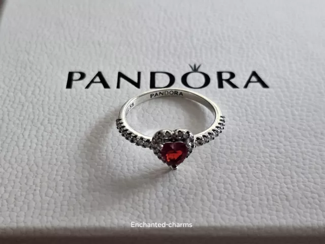 🐞Pandora Elevated Red Heart Ring Size 58🐞