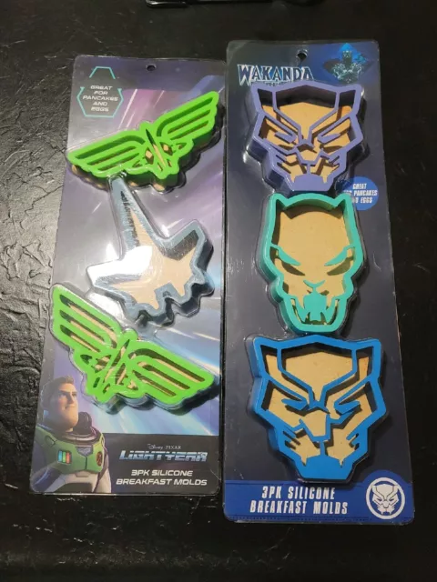 Paquete de 3 moldes de silicona para desayuno MARVEL Black Panther Wakanda Forever y Lightyear