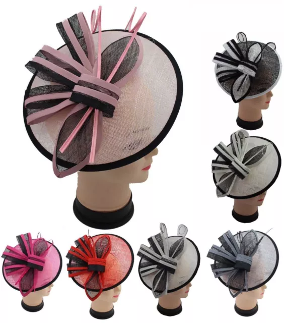 Large Flower Feather Hair Hat Fascinator Headband Clip Wedding Royal Ascot Race