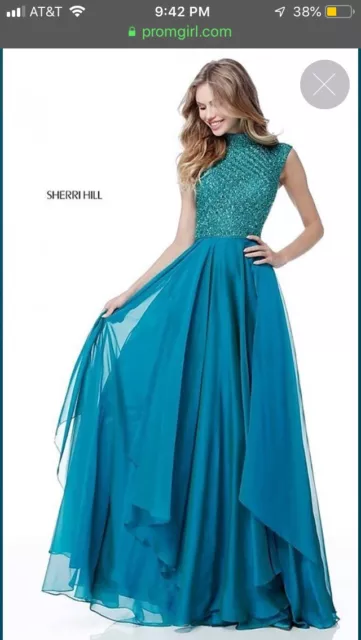 SHERRI HILL 51687 Beaded Prom Dress Jade Size 10 Gorgeous 330.00
