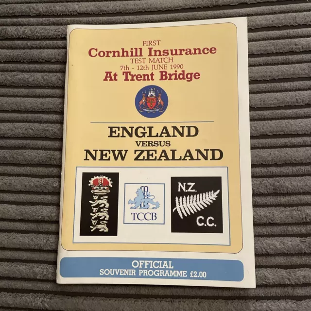 1990 England V New Zealand Trent Bridge 1St Test International Programme Vgc