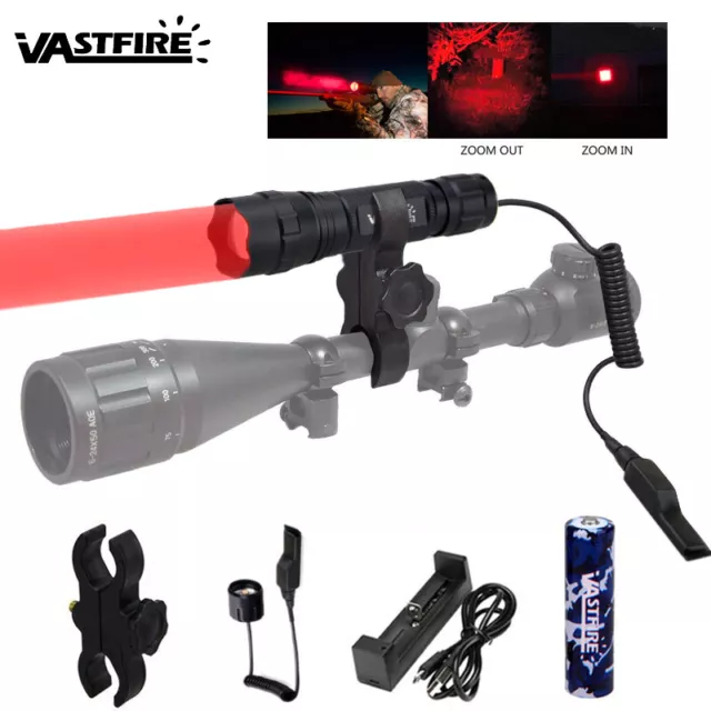 500Yards Hunting Red Green Light LED Flashlight Torch Predator Lamp Rifle Mount