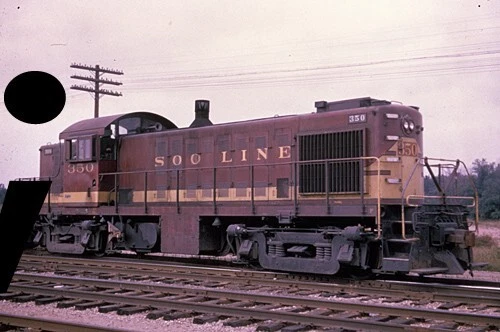 Railway Slide: Soo Line #350 Stevens Point Wi/ Eisenbahn Dia Usa