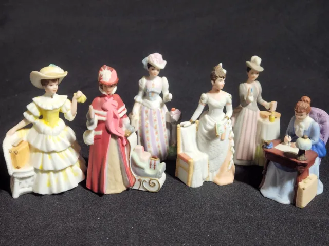 Vtg 1980s Avon Mini Mrs. Albee Presidents Club Award 3" Porcelain 6 Figurines