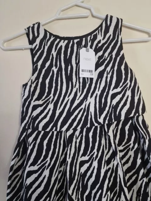 Next Girls Black & White Dress Fully Lined Age 8 Years BNWT RRP £38 2
