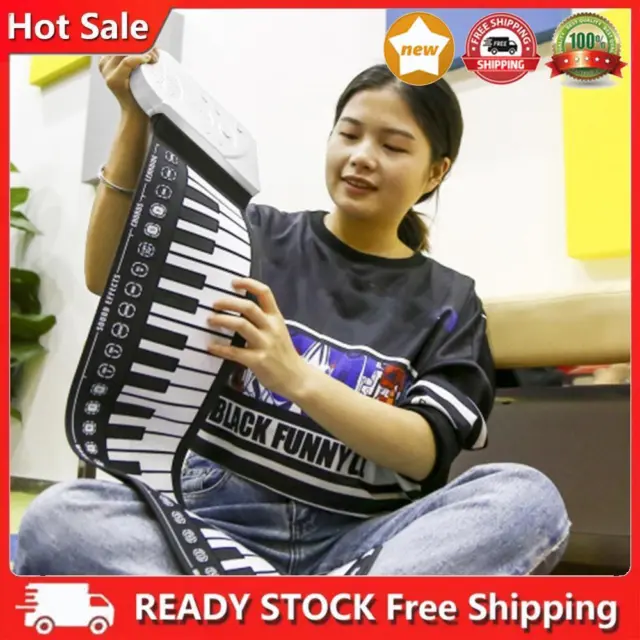 Portable Roll Up Piano 49-Key Hand Roll Piano Flexible for Kids Beginners Adults