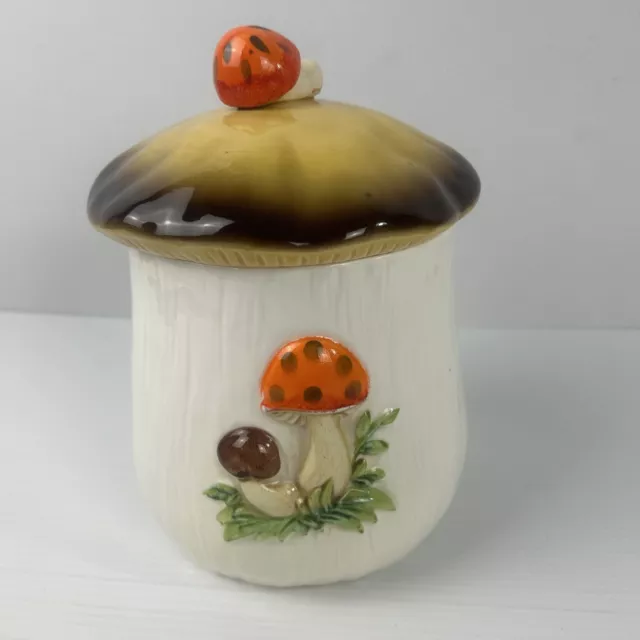 Vintage Merry Mushroom Cookie Jar Ceramic Canister 22cm Kitsch