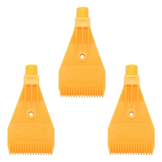3X 1/4BSP Male Thread ABS Single Hole Air Blow Off Flat  Nozzle Yellow W5I4