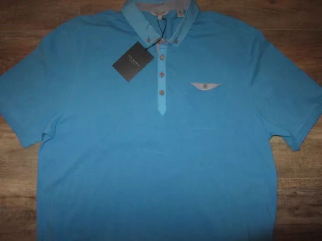 NWT Ted Baker London Bright Blue Short Sleeve Polo Shirt 7 Casual Dress Lounge