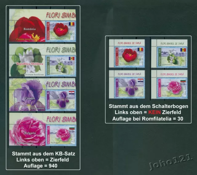 Rumänien 2017 Blumen,Flowers,Fiori,Flores Mi.7188-91 ** aus KB + Bogen, RAR