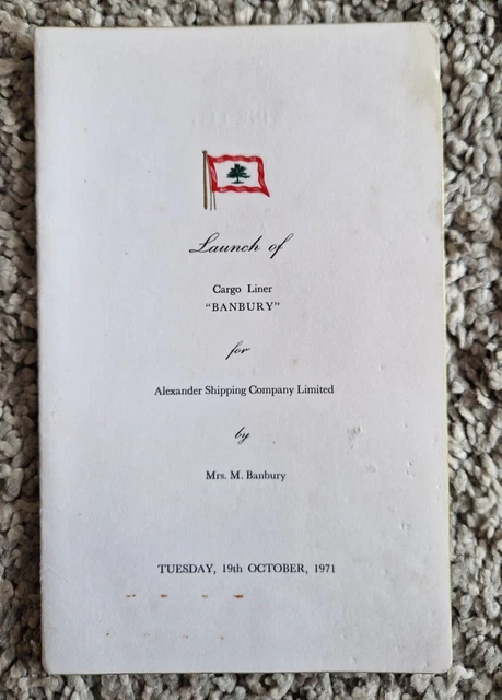 Cargo Liner "Banbury" Lunch Menu. 1971. Alexander Shipping Company Limited.