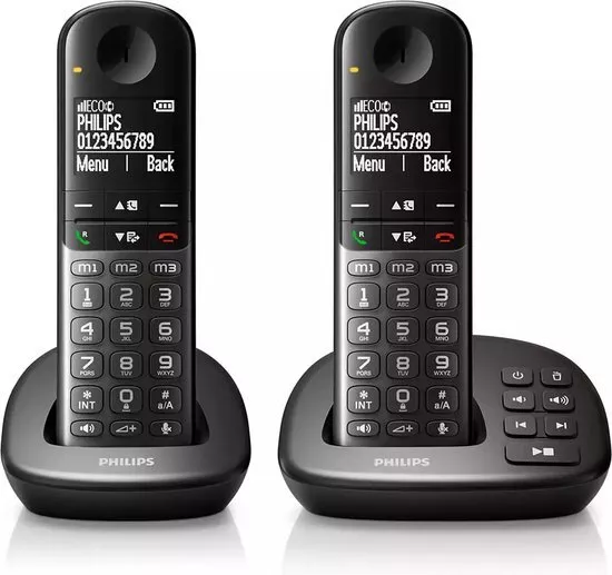 Philips Draadloze DECT-Telefoon met 2 handsets XL - antwoord