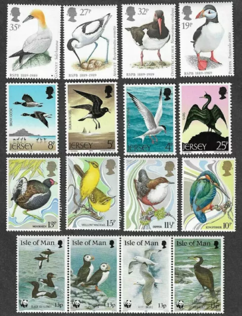 Birds- Four Complete sets-Great Britain & Islands mnh-Nature- excellent value