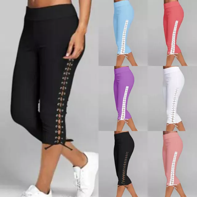 Pantalon De Yoga Pour Femmes Leggings Capri Course À Pied Fitness Sport Bas #