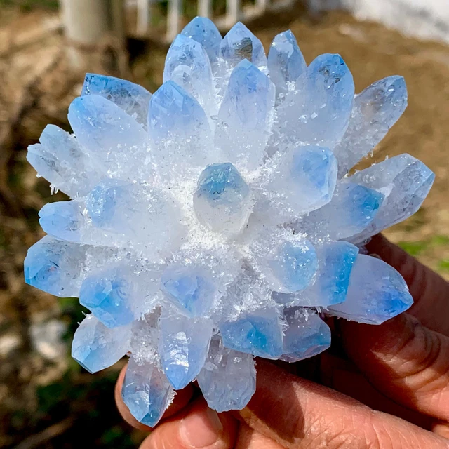 350g New Find sky blue Phantom Quartz Crystal Cluster Mineral Specimen Healing