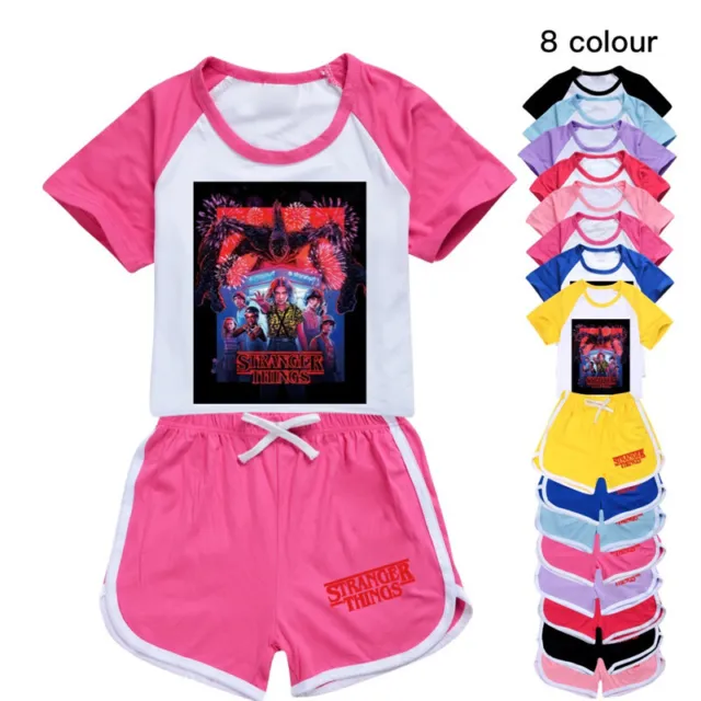 New StrangerThings Boys Girls Shorts T-shirt Set Bambini PJ'S Loungewear Tuta