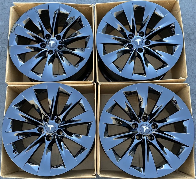 20& TESLA MODEL X FACTORY WHEELS OEM RIMS Staggered Gloss Black