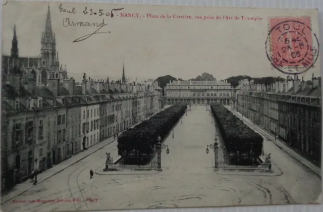 NANCY 54 cpa place de la carrière vue prise de l'Arc de Triomphe Bon Etat 1906