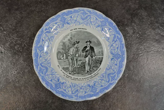 Ancienne Assiette Humoristique Creil Et Montereau  Nos Bons Villageois N°4