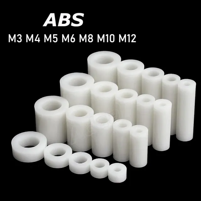 M3-M12 Nylon Spacers Standoff White ABS Plastic Washer Round Bushing Sleeve Shim