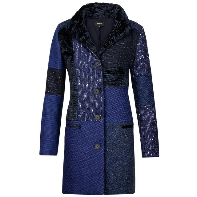 Picclick Desigual Mantel Schwarz Blumen DESIGNER PAILLETTEN JACKE