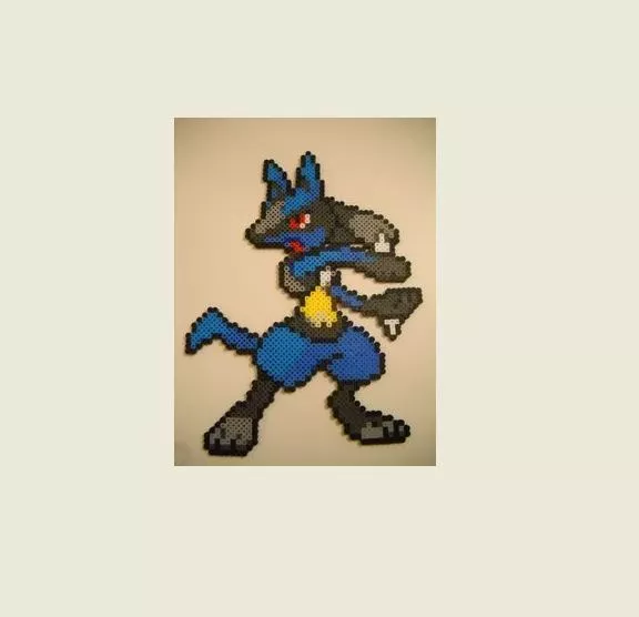 Lucario kandi perler pokemon go rave EDC PLUR hama wall art bead pixel sprite