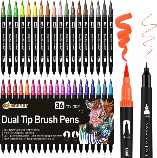 Dual Brush Pen Set: Filzstifte 36 Farben Pinselstifte Marker Fineliner Set Aquar