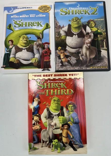 DREAMWORKS SHREK DVD Lot of 3, Shrek, Shrek 2, Shrek the Third, Mike ...