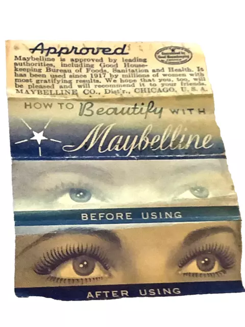 💋 1940s MAYBELLINE BLUE CAKE MASCARA SLIDE CASE ULTRA RARE Vintage NOS BLUE ! 3