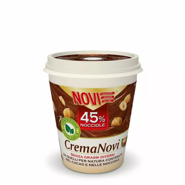 CREMA SPALMABILE ALLA NOCCIOLA NOVI 45% NOCCIOLE CIOCCOLATO CACAO E LATTE 200 gr