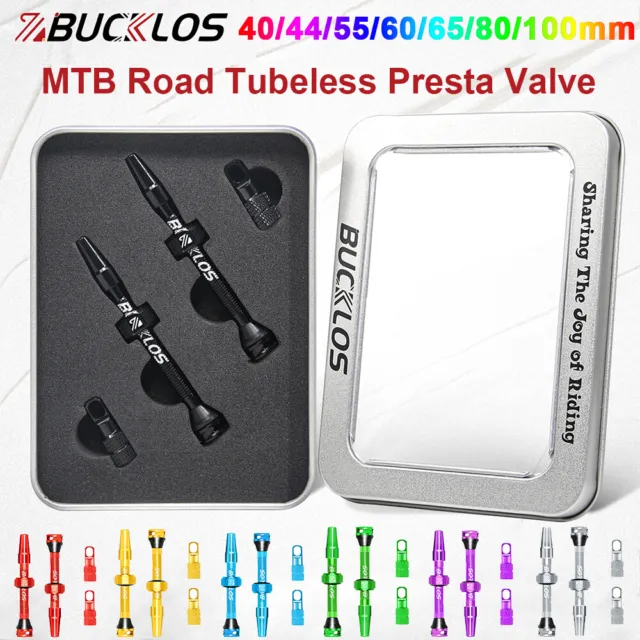 BUCKLOS Tubeless Presta Valve Stem 40/44/55/60/65/80/100mm fit MTB Road Bike Rim