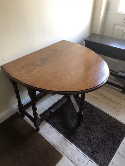 Antique Oak Dropside Table With Barley Twist Legs