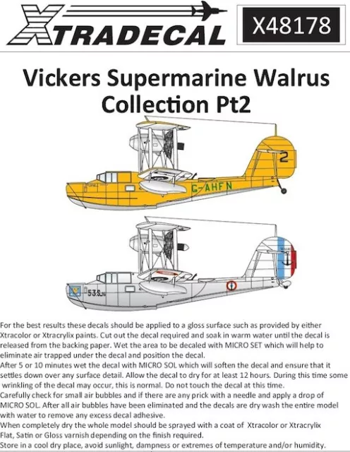 Xtra Decals 1/48 VICKERS SUPERMARINE WALRUS British Flying Boat Part 2